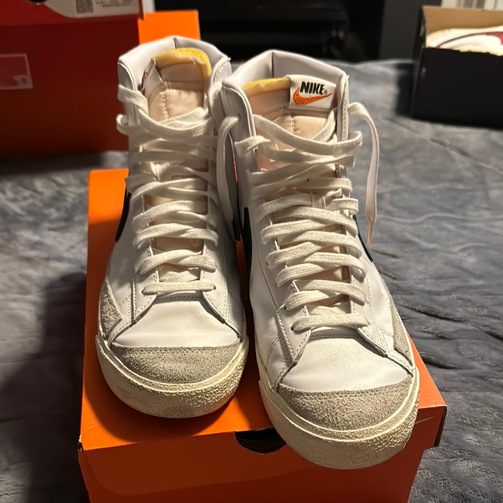 Nike White and Cream High-Top Sneakers